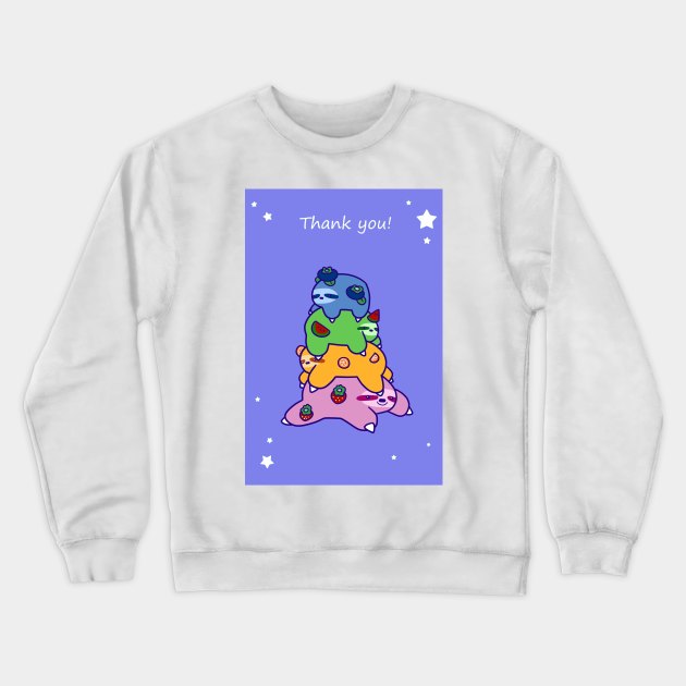 "Thank You" Fruit Sloth Stack Crewneck Sweatshirt by saradaboru